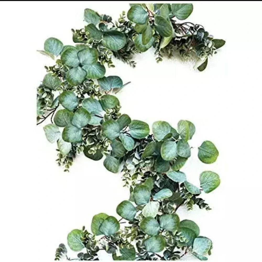 6 Pack Artificial Eucalyptus Garland, 6 ft Faux Silk Eucalyptus Leaves Vines Han